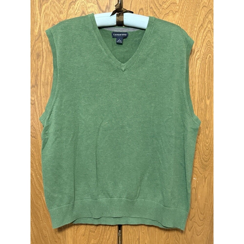 Lands' End Men's Sweater Vest 100% Cotton